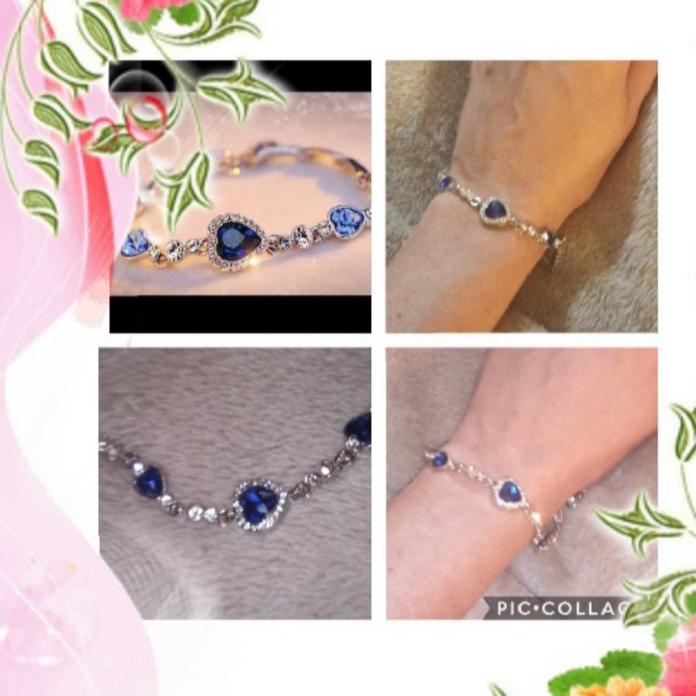 New Beautiful blue crystal heart bracelet.